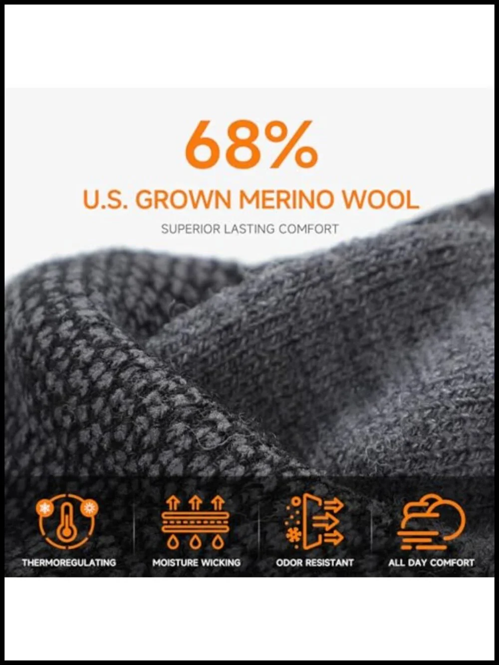 Merino Wool Hiking Socks, Lightweight 3/4 Crew, Moisture Wicking, Men & Women
